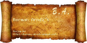 Berman Arnót névjegykártya